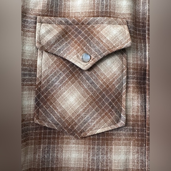 Pendleton Vintage High Grade Brown Western Wear Pearl Snap Wool Plaid Shirt - Picture 6 of 10